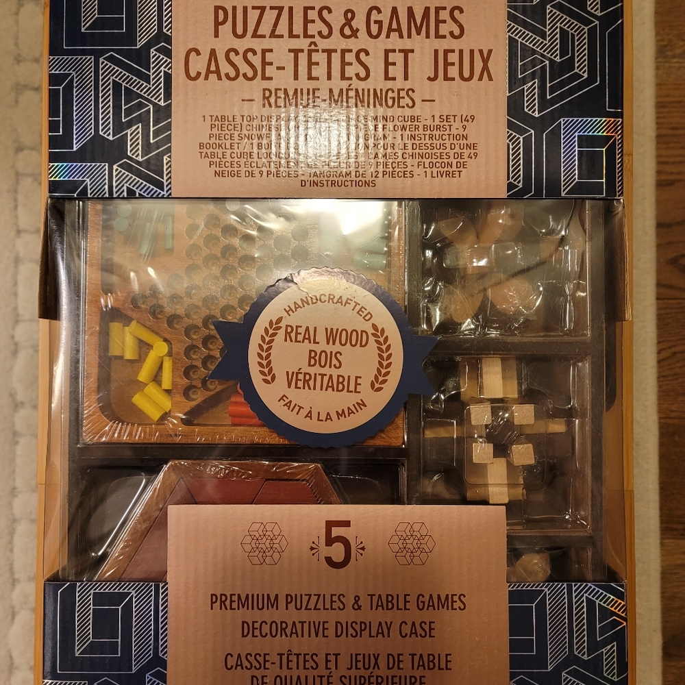 Think box puzzels and game set, real wood,